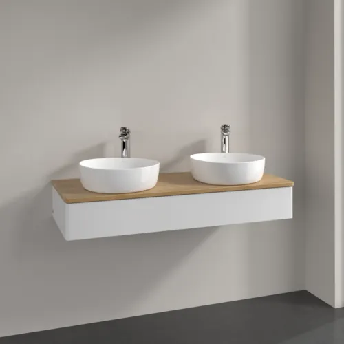 Obrázek VILLEROY BOCH Antao Vanity unit, 1 pull-out compartment, 1200 x 190 x 500 mm, Front without structure, Glossy White Lacquer / Honey Oak #K13051GF