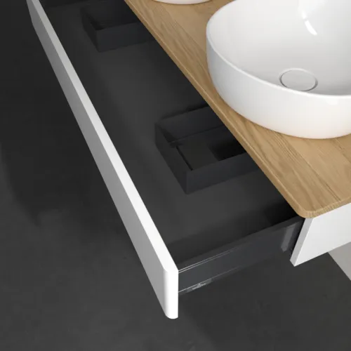 Obrázek VILLEROY BOCH Antao Vanity unit, 1 pull-out compartment, 1200 x 190 x 500 mm, Front without structure, Glossy White Lacquer / Honey Oak #K13051GF