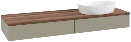 Bild von VILLEROY BOCH Antao Waschbeckenunterschrank, 2 Auszüge, 1600 x 190 x 500 mm, Front ohne Struktur, Stone Grey Matt Lacquer / Warm Walnut #K16012HK