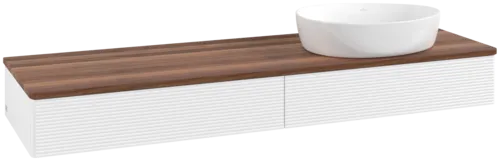 Bild von VILLEROY BOCH Antao Waschbeckenunterschrank, 2 Auszüge, 1600 x 190 x 500 mm, Front mit Struktur, White Matt Lacquer / Warm Walnut #K16112MT