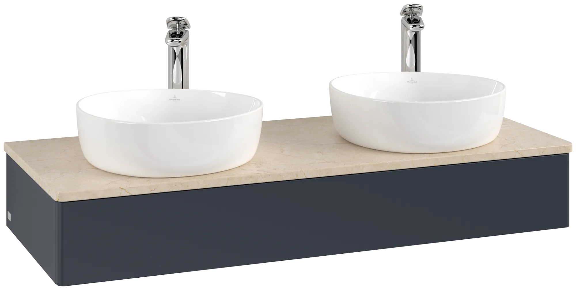 Bild von VILLEROY BOCH Antao Waschbeckenunterschrank, 1 Auszug, 1200 x 190 x 500 mm, Front ohne Struktur, Midnight Blue Matt Lacquer / Botticino #K13053HG