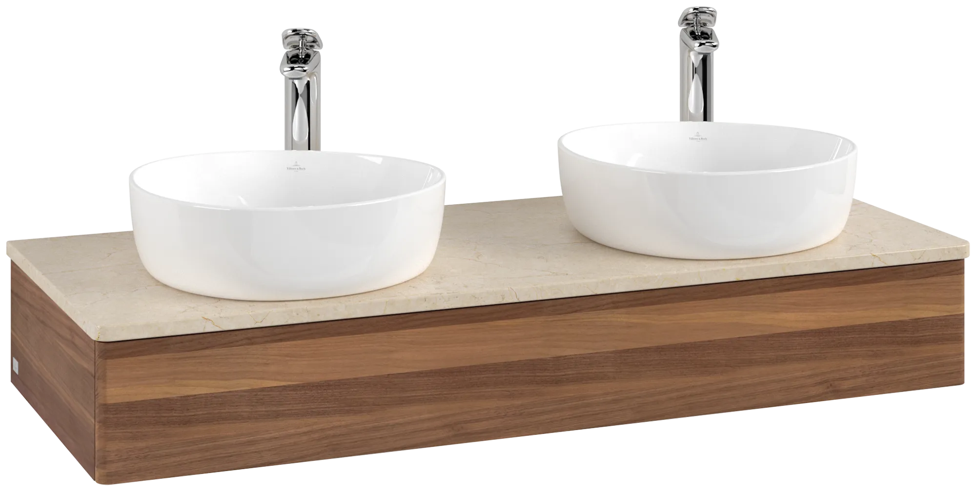 Bild von VILLEROY BOCH Antao Waschbeckenunterschrank, 1 Auszug, 1200 x 190 x 500 mm, Front ohne Struktur, Warm Walnut / Botticino #K13053HM