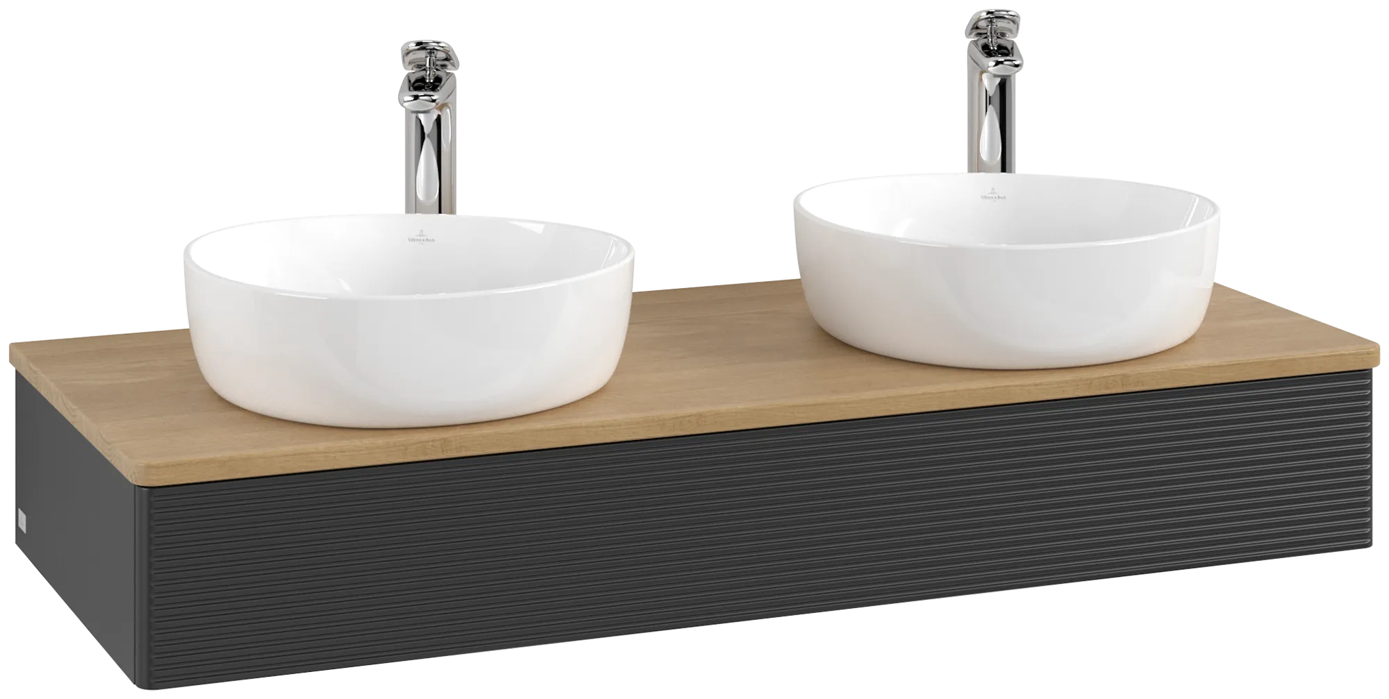 Bild von VILLEROY BOCH Antao Waschbeckenunterschrank, 1 Auszug, 1200 x 190 x 500 mm, Front mit Struktur, Black Matt Lacquer / Honey Oak #K13151PD