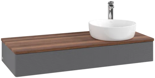 Obrázek VILLEROY BOCH Antao Vanity unit, 1 pull-out compartment, 1200 x 190 x 500 mm, Front with grain texture, Anthracite Matt Lacquer / Warm Walnut #K12152GK