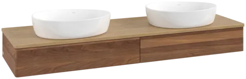 Bild von VILLEROY BOCH Antao Waschbeckenunterschrank, 2 Auszüge, 1600 x 190 x 500 mm, Front ohne Struktur, Warm Walnut / Honey Oak #K17011HM