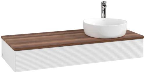 Bild von VILLEROY BOCH Antao Waschbeckenunterschrank, 1 Auszug, 1200 x 190 x 500 mm, Front mit Struktur, Glossy White Lacquer / Warm Walnut #K12152GF