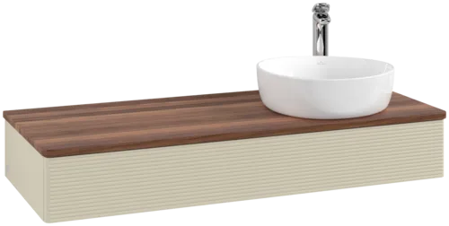 Obrázek VILLEROY BOCH Antao Vanity unit, 1 pull-out compartment, 1200 x 190 x 500 mm, Front with grain texture, Silk Grey Matt Lacquer / Warm Walnut #K12152HJ