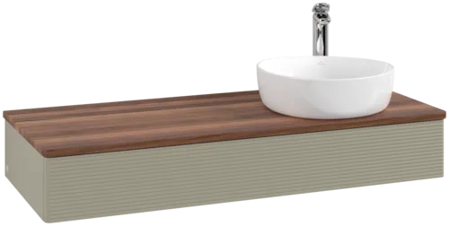 Bild von VILLEROY BOCH Antao Waschbeckenunterschrank, 1 Auszug, 1200 x 190 x 500 mm, Front mit Struktur, Stone Grey Matt Lacquer / Warm Walnut #K12152HK