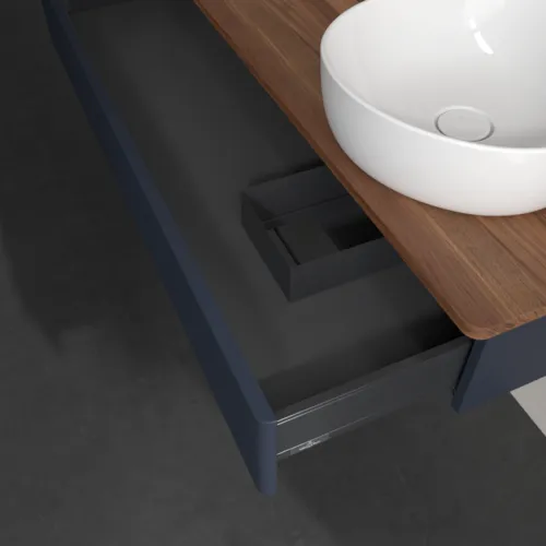 Bild von VILLEROY BOCH Antao Waschbeckenunterschrank, 1 Auszug, 1200 x 190 x 500 mm, Front mit Struktur, Midnight Blue Matt Lacquer / Warm Walnut #K12152HG