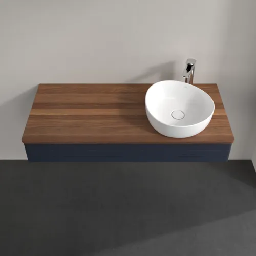 Bild von VILLEROY BOCH Antao Waschbeckenunterschrank, 1 Auszug, 1200 x 190 x 500 mm, Front mit Struktur, Midnight Blue Matt Lacquer / Warm Walnut #K12152HG