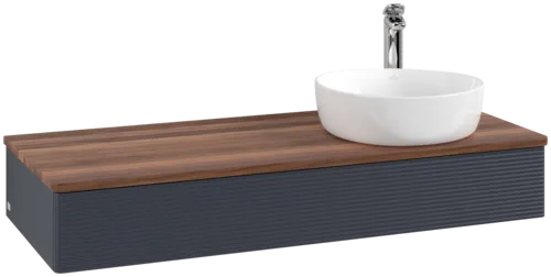 Bild von VILLEROY BOCH Antao Waschbeckenunterschrank, 1 Auszug, 1200 x 190 x 500 mm, Front mit Struktur, Midnight Blue Matt Lacquer / Warm Walnut #K12152HG