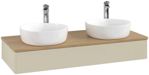 Bild von VILLEROY BOCH Antao Waschbeckenunterschrank, 1 Auszug, 1200 x 190 x 500 mm, Front ohne Struktur, Silk Grey Matt Lacquer / Honey Oak #K13051HJ