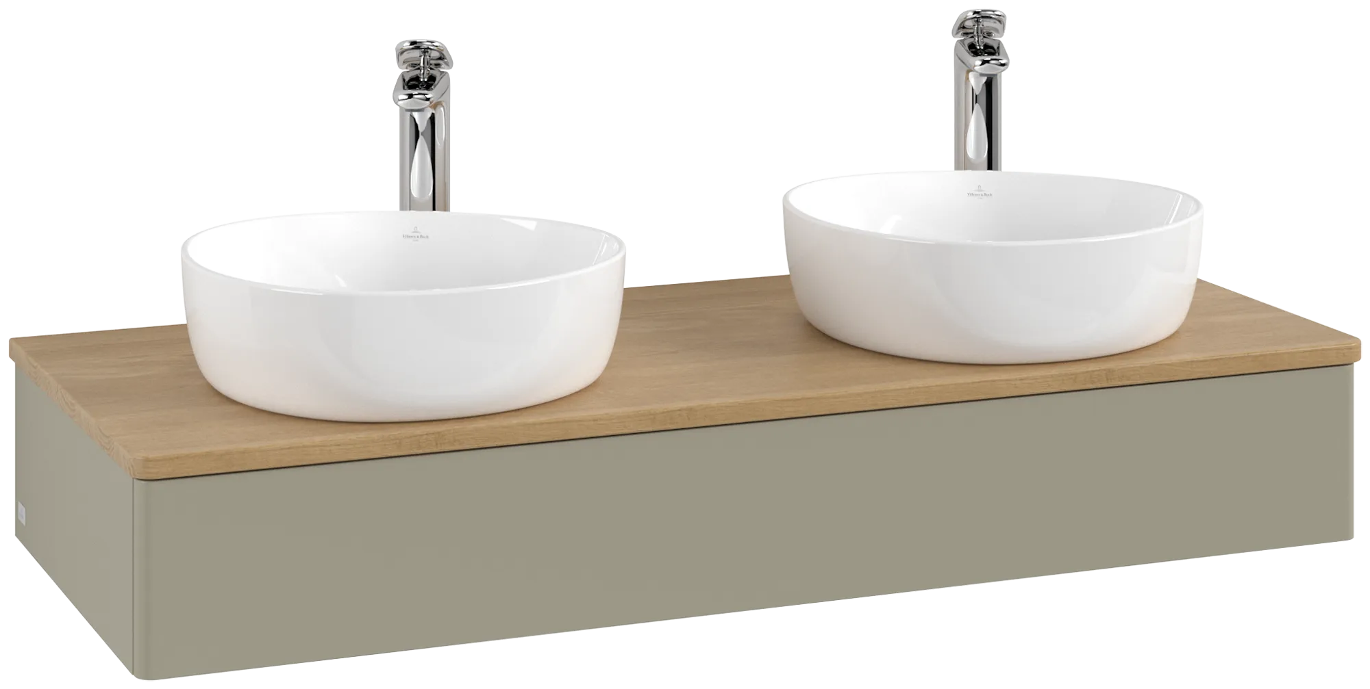 Bild von VILLEROY BOCH Antao Waschbeckenunterschrank, 1 Auszug, 1200 x 190 x 500 mm, Front ohne Struktur, Stone Grey Matt Lacquer / Honey Oak #K13051HK