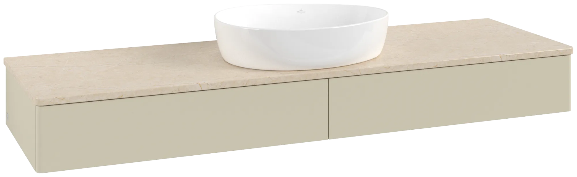 Bild von VILLEROY BOCH Antao Waschbeckenunterschrank, 2 Auszüge, 1600 x 190 x 500 mm, Front ohne Struktur, Silk Grey Matt Lacquer / Botticino #K14013HJ