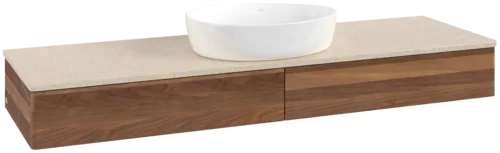 Bild von VILLEROY BOCH Antao Waschbeckenunterschrank, 2 Auszüge, 1600 x 190 x 500 mm, Front ohne Struktur, Warm Walnut / Botticino #K14013HM