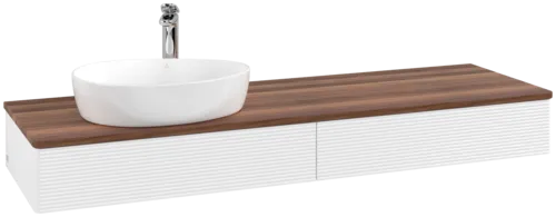 Bild von VILLEROY BOCH Antao Waschbeckenunterschrank, 2 Auszüge, 1600 x 190 x 500 mm, Front mit Struktur, White Matt Lacquer / Warm Walnut #K15152MT