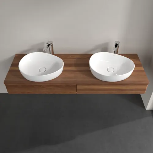 Bild von VILLEROY BOCH Antao Waschbeckenunterschrank, 2 Auszüge, 1600 x 190 x 500 mm, Front ohne Struktur, Warm Walnut / Warm Walnut #K17052HM
