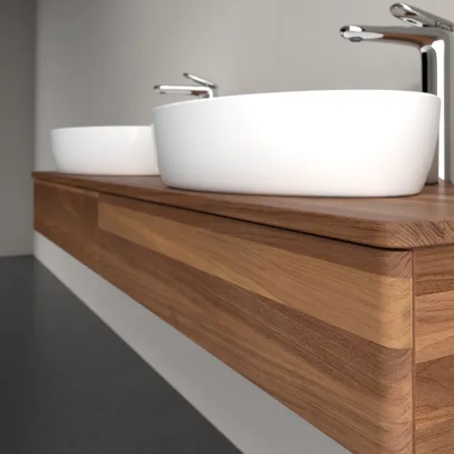 Bild von VILLEROY BOCH Antao Waschbeckenunterschrank, 2 Auszüge, 1600 x 190 x 500 mm, Front ohne Struktur, Warm Walnut / Warm Walnut #K17052HM