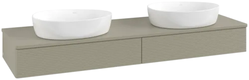 Bild von VILLEROY BOCH Antao Waschbeckenunterschrank, 2 Auszüge, 1600 x 190 x 500 mm, Front mit Struktur, Stone Grey Matt Lacquer / Stone Grey Matt Lacquer #K17110HK
