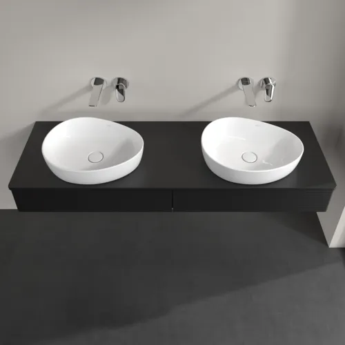 Bild von VILLEROY BOCH Antao Waschbeckenunterschrank, 2 Auszüge, 1600 x 190 x 500 mm, Front mit Struktur, Black Matt Lacquer / Black Matt Lacquer #K17110PD