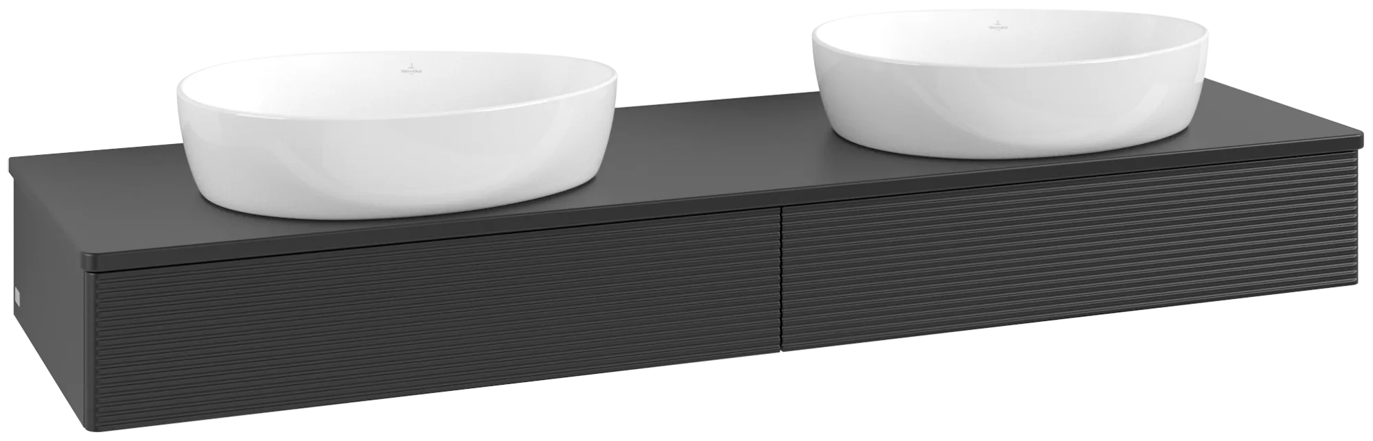 Bild von VILLEROY BOCH Antao Waschbeckenunterschrank, 2 Auszüge, 1600 x 190 x 500 mm, Front mit Struktur, Black Matt Lacquer / Black Matt Lacquer #K17110PD