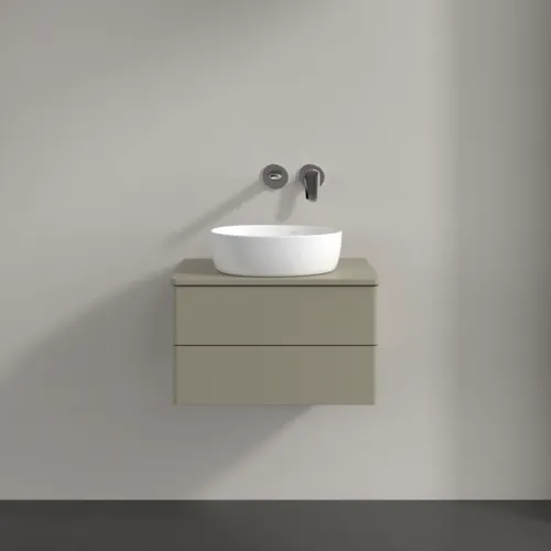 Bild von VILLEROY BOCH Antao Waschbeckenunterschrank, 2 Auszüge, 600 x 360 x 500 mm, Front ohne Struktur, Stone Grey Matt Lacquer / Stone Grey Matt Lacquer #K18010HK