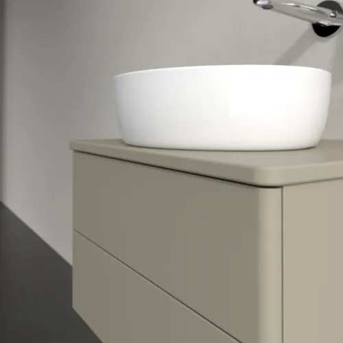 Bild von VILLEROY BOCH Antao Waschbeckenunterschrank, 2 Auszüge, 600 x 360 x 500 mm, Front ohne Struktur, Stone Grey Matt Lacquer / Stone Grey Matt Lacquer #K18010HK