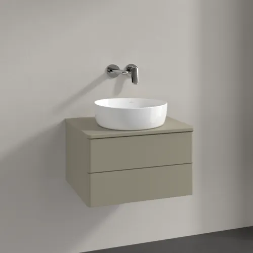 Bild von VILLEROY BOCH Antao Waschbeckenunterschrank, 2 Auszüge, 600 x 360 x 500 mm, Front ohne Struktur, Stone Grey Matt Lacquer / Stone Grey Matt Lacquer #K18010HK