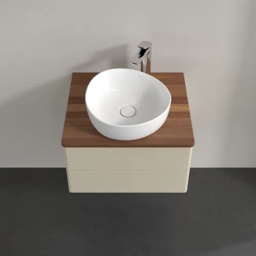 Bild von VILLEROY BOCH Antao Waschbeckenunterschrank, 2 Auszüge, 600 x 360 x 500 mm, Front ohne Struktur, Silk Grey Matt Lacquer / Warm Walnut #K18052HJ