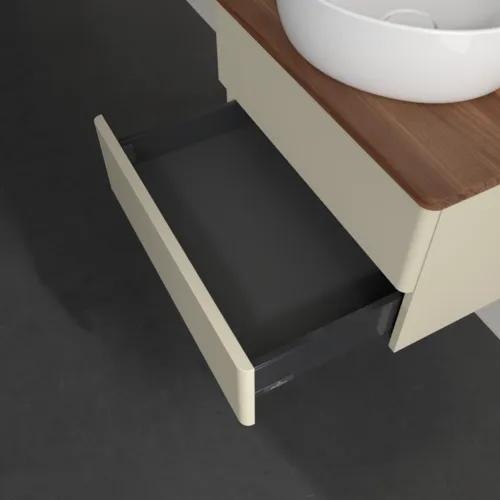 Bild von VILLEROY BOCH Antao Waschbeckenunterschrank, 2 Auszüge, 600 x 360 x 500 mm, Front ohne Struktur, Silk Grey Matt Lacquer / Warm Walnut #K18052HJ