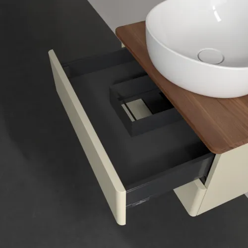 Bild von VILLEROY BOCH Antao Waschbeckenunterschrank, 2 Auszüge, 600 x 360 x 500 mm, Front ohne Struktur, Silk Grey Matt Lacquer / Warm Walnut #K18052HJ