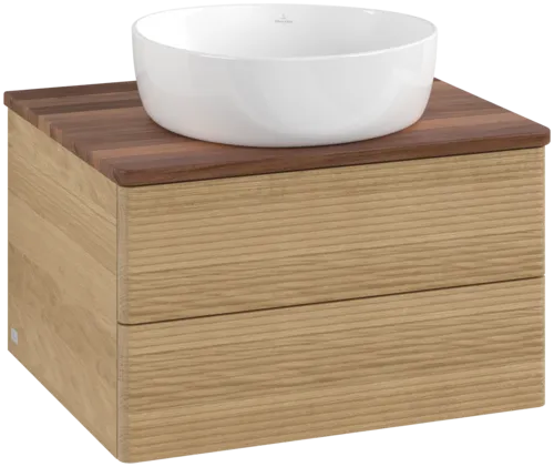 Bild von VILLEROY BOCH Antao Waschbeckenunterschrank, 2 Auszüge, 600 x 360 x 500 mm, Front mit Struktur, Honey Oak / Warm Walnut #K18112HN
