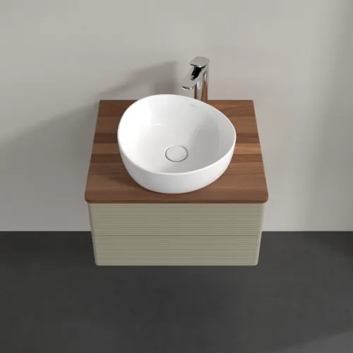 Bild von VILLEROY BOCH Antao Waschbeckenunterschrank, 2 Auszüge, 600 x 360 x 500 mm, Front mit Struktur, Stone Grey Matt Lacquer / Warm Walnut #K18152HK