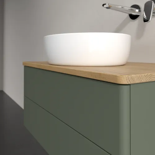 Obrázek VILLEROY BOCH Antao Vanity unit, 2 pull-out compartments, 800 x 360 x 500 mm, Front without structure, Leaf Green Matt Lacquer / Honey Oak #K19011HL