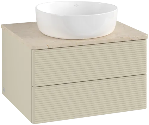 Bild von VILLEROY BOCH Antao Waschbeckenunterschrank, 2 Auszüge, 600 x 360 x 500 mm, Front mit Struktur, Silk Grey Matt Lacquer / Botticino #K18113HJ
