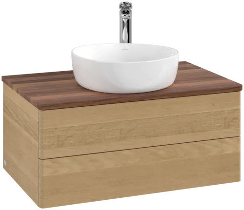 Bild von VILLEROY BOCH Antao Waschbeckenunterschrank, 2 Auszüge, 800 x 360 x 500 mm, Front ohne Struktur, Honey Oak / Warm Walnut #K19052HN