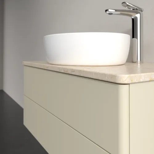 Bild von VILLEROY BOCH Antao Waschbeckenunterschrank, 2 Auszüge, 800 x 360 x 500 mm, Front ohne Struktur, Silk Grey Matt Lacquer / Botticino #K19053HJ