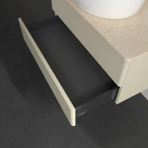 Bild von VILLEROY BOCH Antao Waschbeckenunterschrank, 2 Auszüge, 800 x 360 x 500 mm, Front ohne Struktur, Silk Grey Matt Lacquer / Botticino #K19053HJ