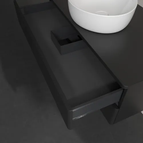 Bild von VILLEROY BOCH Antao Waschbeckenunterschrank, 2 Auszüge, 1000 x 360 x 500 mm, Front ohne Struktur, Black Matt Lacquer / Black Matt Lacquer #K20010PD