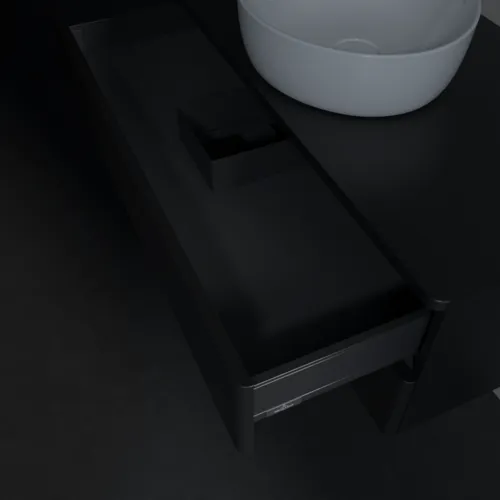 Bild von VILLEROY BOCH Antao Waschbeckenunterschrank, 2 Auszüge, 1000 x 360 x 500 mm, Front ohne Struktur, Black Matt Lacquer / Black Matt Lacquer #K20050PD