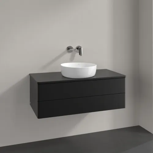 Bild von VILLEROY BOCH Antao Waschbeckenunterschrank, 2 Auszüge, 1000 x 360 x 500 mm, Front ohne Struktur, Black Matt Lacquer / Black Matt Lacquer #K20050PD
