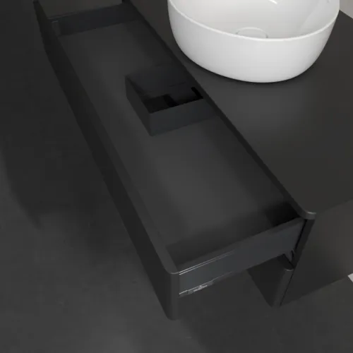 Bild von VILLEROY BOCH Antao Waschbeckenunterschrank, 2 Auszüge, 1000 x 360 x 500 mm, Front ohne Struktur, Black Matt Lacquer / Black Matt Lacquer #K20050PD