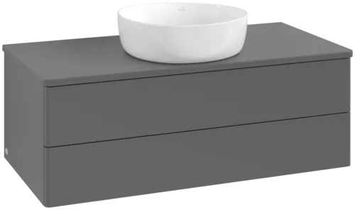 Bild von VILLEROY BOCH Antao Waschbeckenunterschrank, 2 Auszüge, 1000 x 360 x 500 mm, Front ohne Struktur, Anthracite Matt Lacquer / Anthracite Matt Lacquer #K20010GK