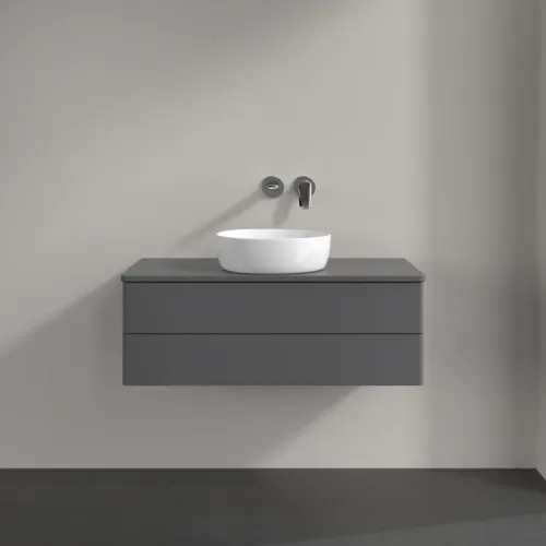 Bild von VILLEROY BOCH Antao Waschbeckenunterschrank, 2 Auszüge, 1000 x 360 x 500 mm, Front ohne Struktur, Anthracite Matt Lacquer / Anthracite Matt Lacquer #K20010GK