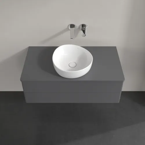 Bild von VILLEROY BOCH Antao Waschbeckenunterschrank, 2 Auszüge, 1000 x 360 x 500 mm, Front ohne Struktur, Anthracite Matt Lacquer / Anthracite Matt Lacquer #K20010GK