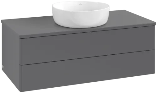 Bild von VILLEROY BOCH Antao Waschbeckenunterschrank, 2 Auszüge, 1000 x 360 x 500 mm, Front ohne Struktur, Anthracite Matt Lacquer / Anthracite Matt Lacquer #K20050GK