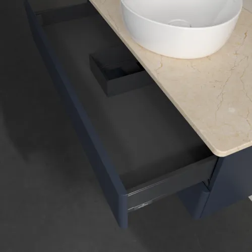 Bild von VILLEROY BOCH Antao Waschbeckenunterschrank, 2 Auszüge, 1000 x 360 x 500 mm, Front ohne Struktur, Midnight Blue Matt Lacquer / Botticino #K20013HG