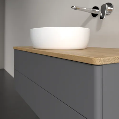 Bild von VILLEROY BOCH Antao Waschbeckenunterschrank, 2 Auszüge, 1000 x 360 x 500 mm, Front ohne Struktur, Anthracite Matt Lacquer / Honey Oak #K20011GK
