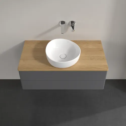 Bild von VILLEROY BOCH Antao Waschbeckenunterschrank, 2 Auszüge, 1000 x 360 x 500 mm, Front ohne Struktur, Anthracite Matt Lacquer / Honey Oak #K20011GK