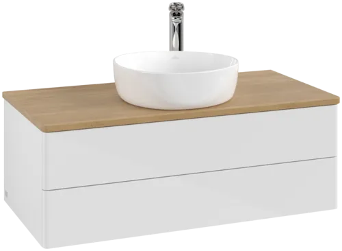 Obrázek VILLEROY BOCH Antao Vanity unit, 2 pull-out compartments, 1000 x 360 x 500 mm, Front without structure, Glossy White Lacquer / Honey Oak #K20051GF